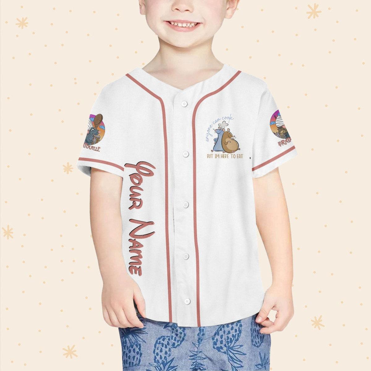 Personalized Ratatouille Remy Remy Little Chef Balloon Mickey Ears Baseball Jersey 4