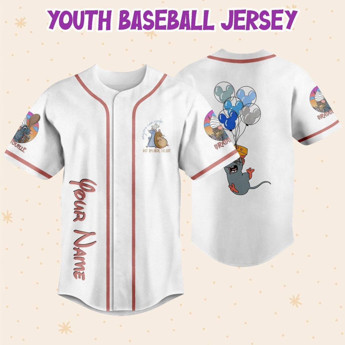 Personalized Ratatouille Remy Remy Little Chef Balloon Mickey Ears Baseball Jersey 5