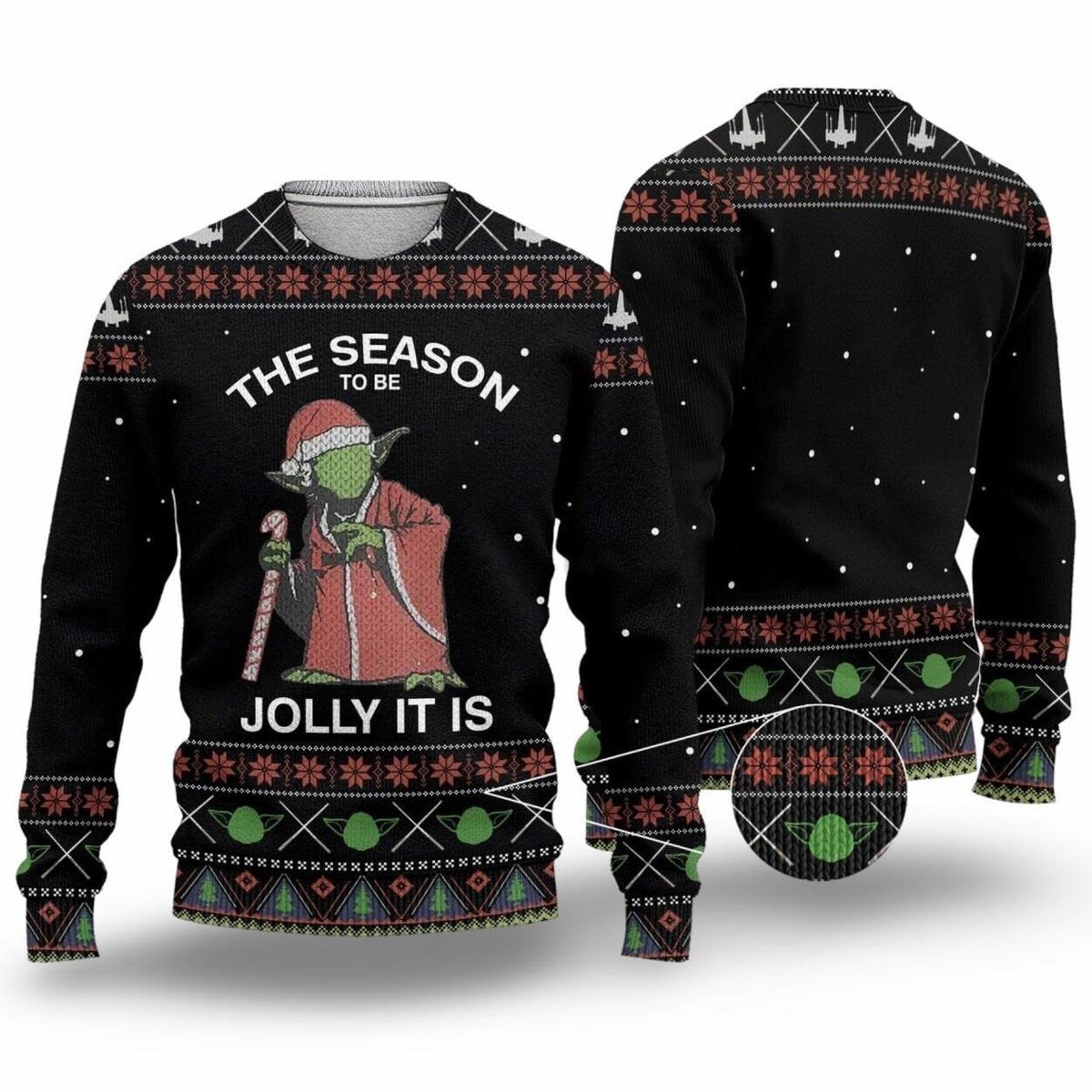 Baby Yoda The Season Jolly It Is Ugly Christmas Sweater Star Wars Stormtrooper Xmas Party Sweater 2