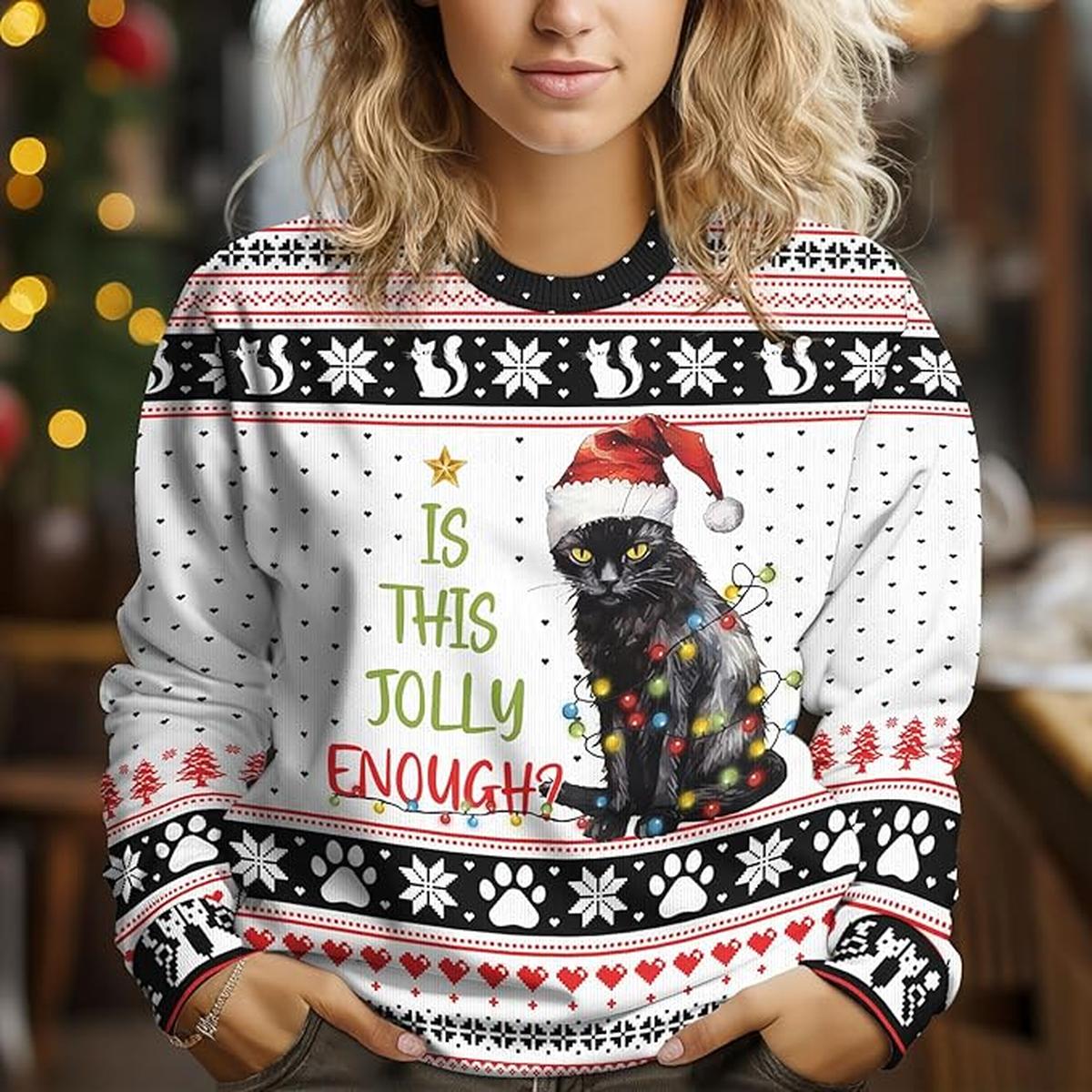 Black Cat Ugly Christmas Sweater Festive Holiday Sweater 1.jpg