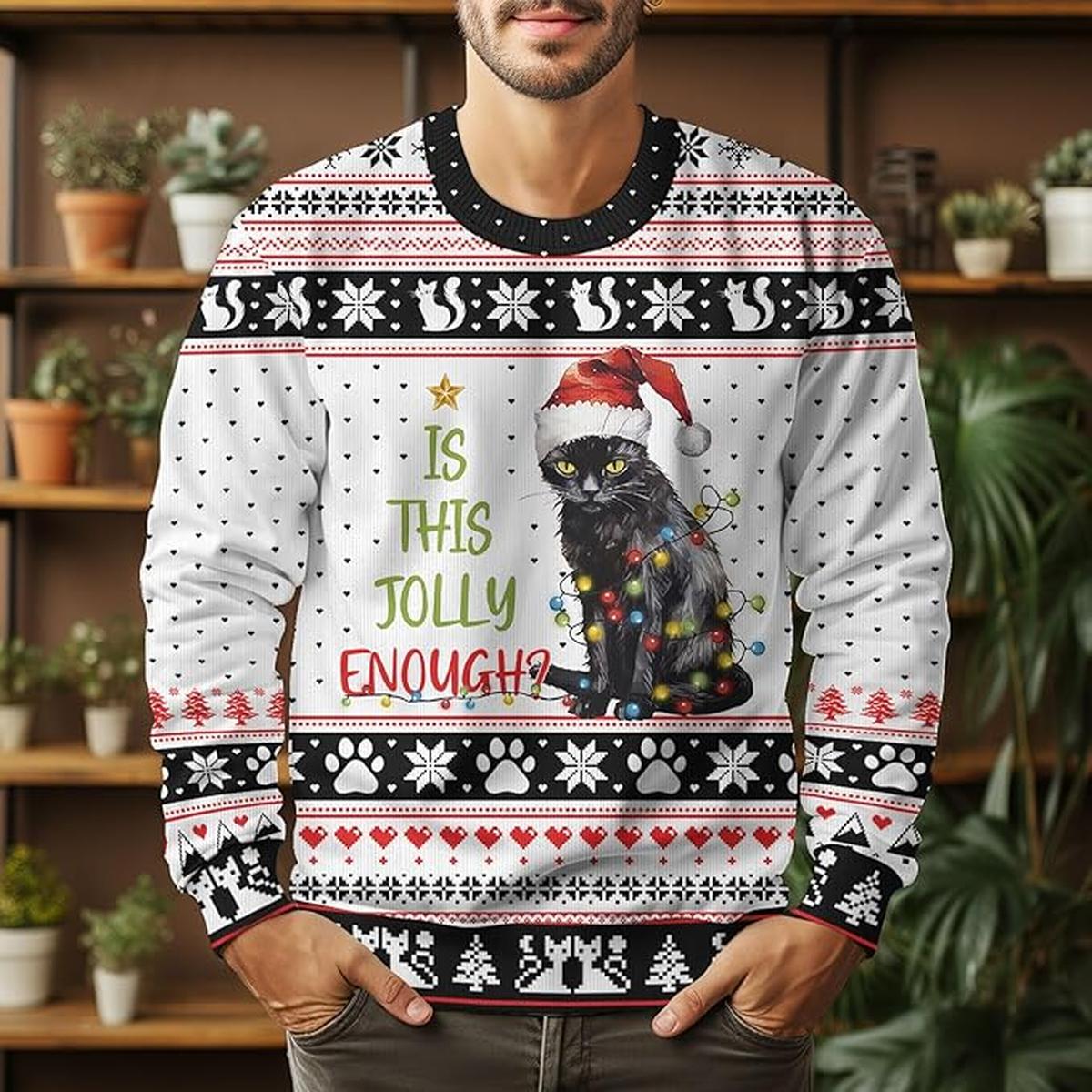 Black Cat Ugly Christmas Sweater Festive Holiday Sweater 2.jpg