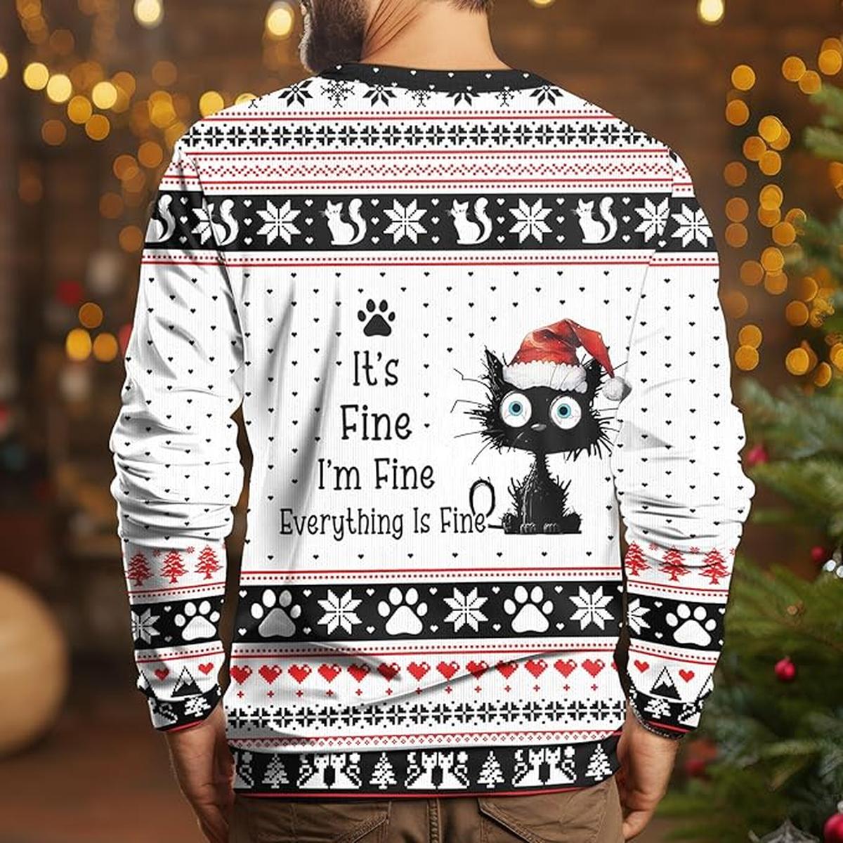 Black Cat Ugly Christmas Sweater Festive Holiday Sweater 4.jpg