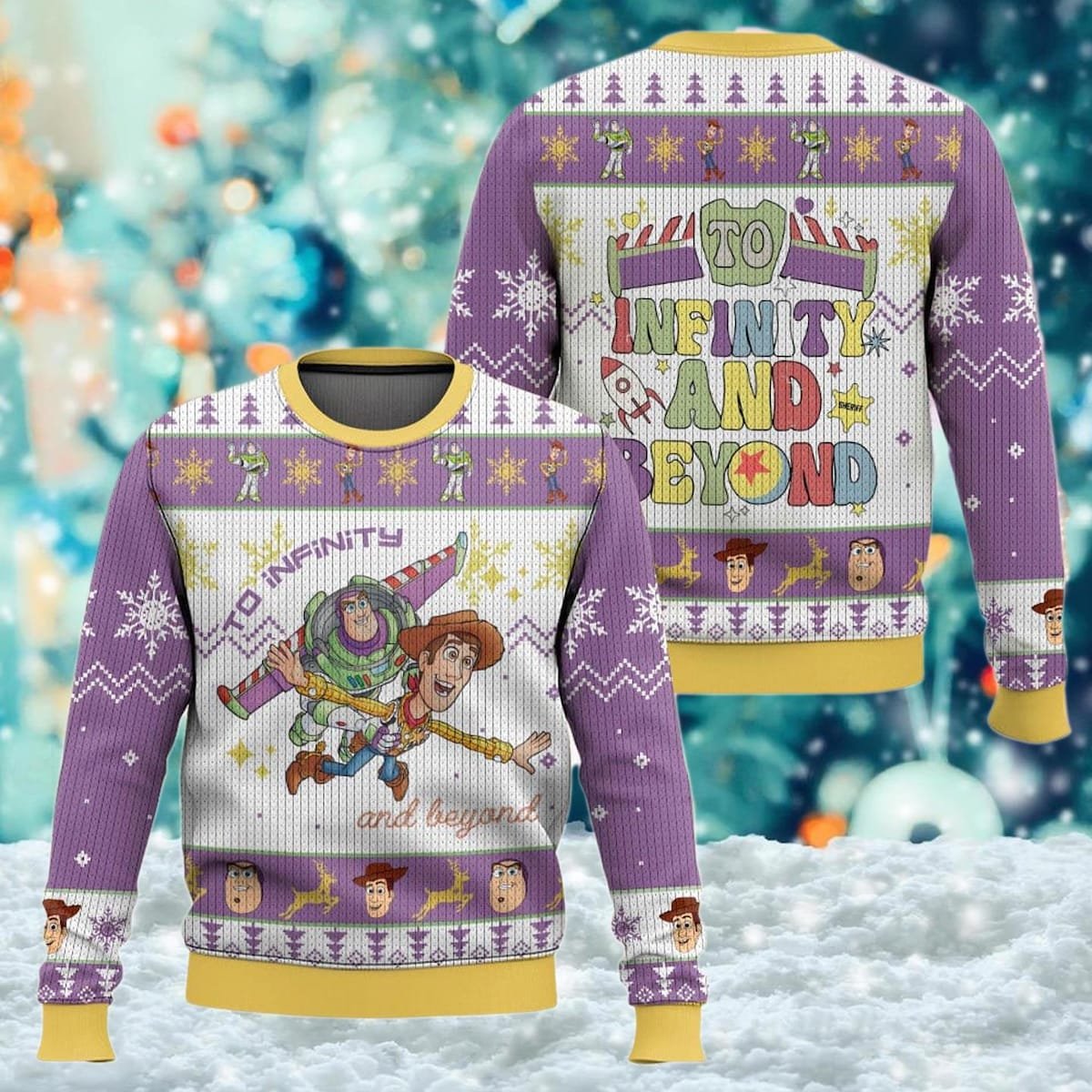 Buzz Lightyear Woody Toy Story Ugly Christmas Sweater To Infinity And Beyond Christmas Sweater 1