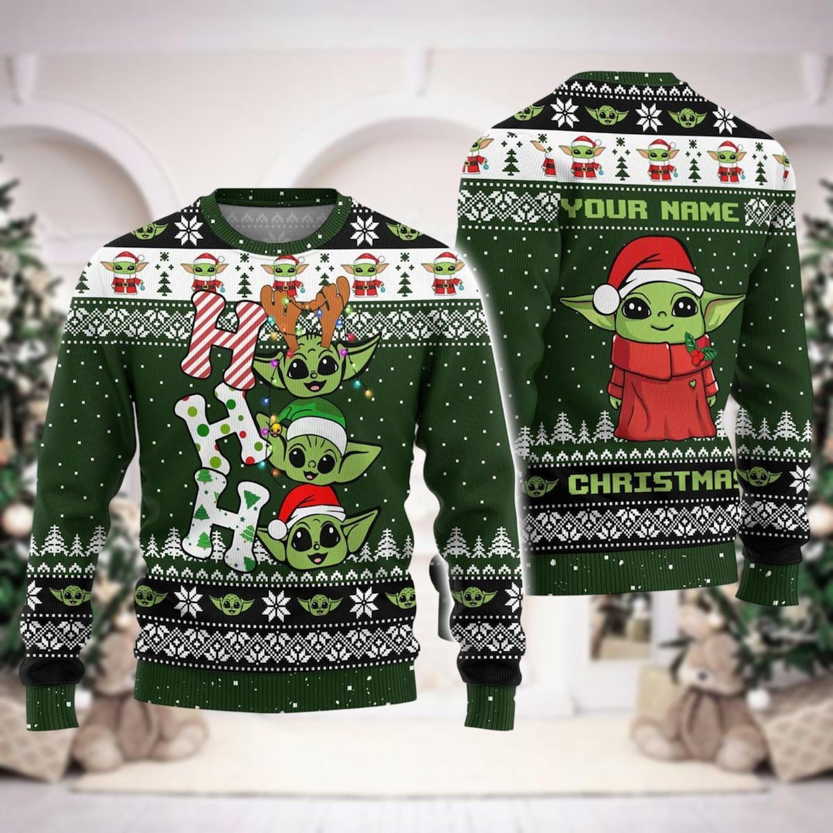 Custom Baby Yoda Ugly Christmas Sweater Disney Star Wars Ho Ho Ho Sweater.jpg