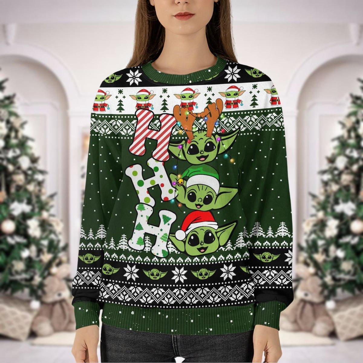 Custom Baby Yoda Ugly Christmas Sweater Disney Star Wars Ho Ho Ho Sweater.jpg