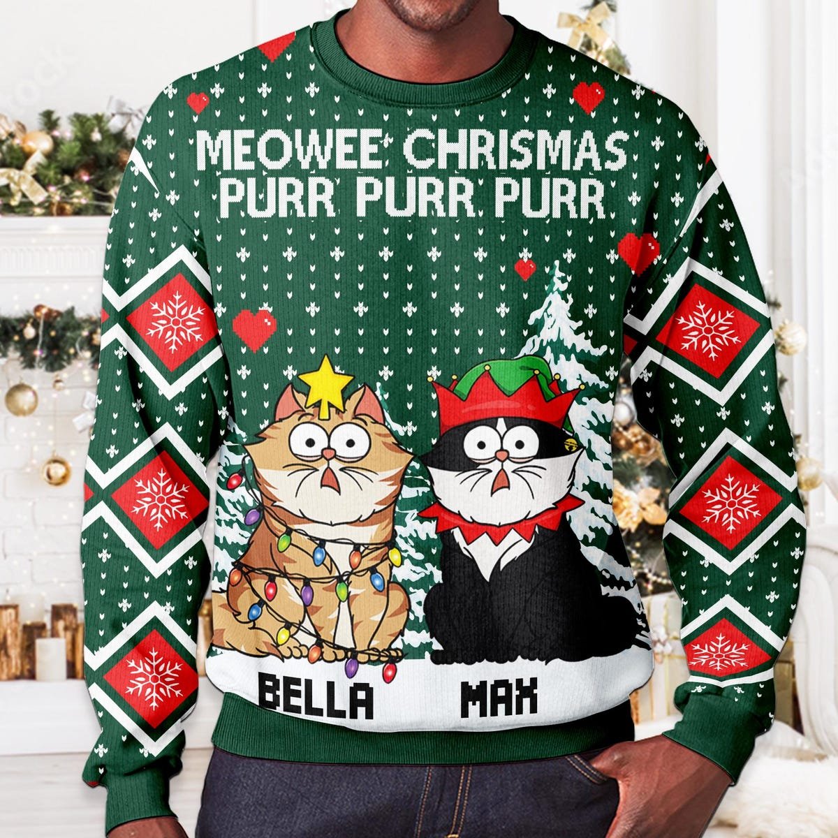 Custom Cat Meowy Catmas Ugly Christmas Sweater Christmas Jumpers For Cat Owner Cat Lover Sweater 3