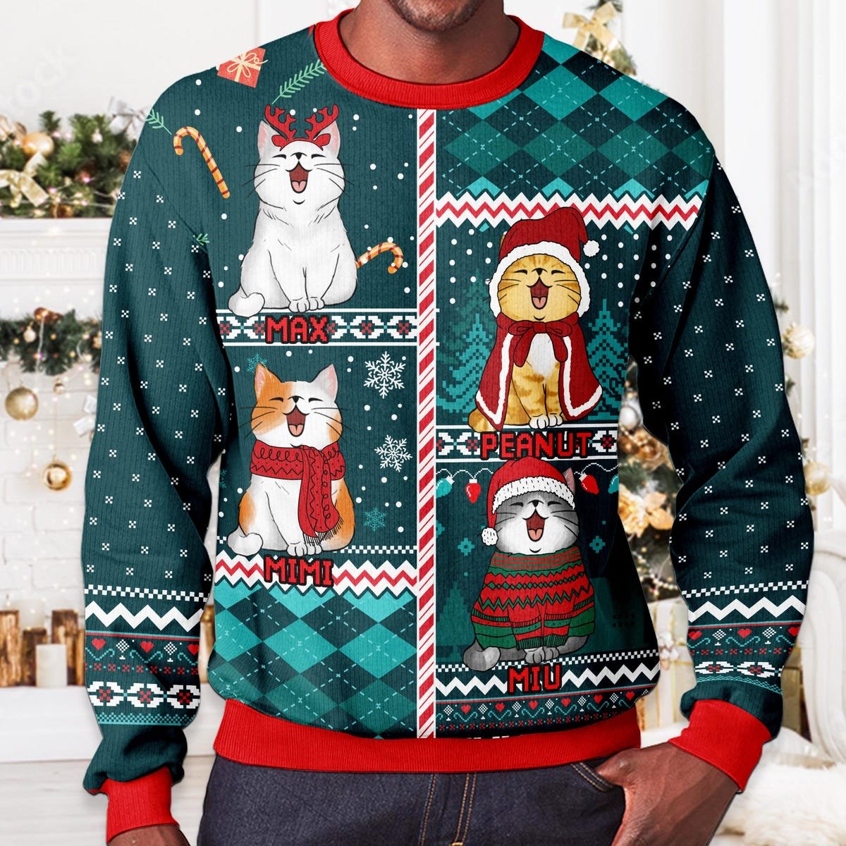 Custom Cat Meowy Catmas Ugly Christmas Sweater Funny Christmas Cat Ugly Sweater 3