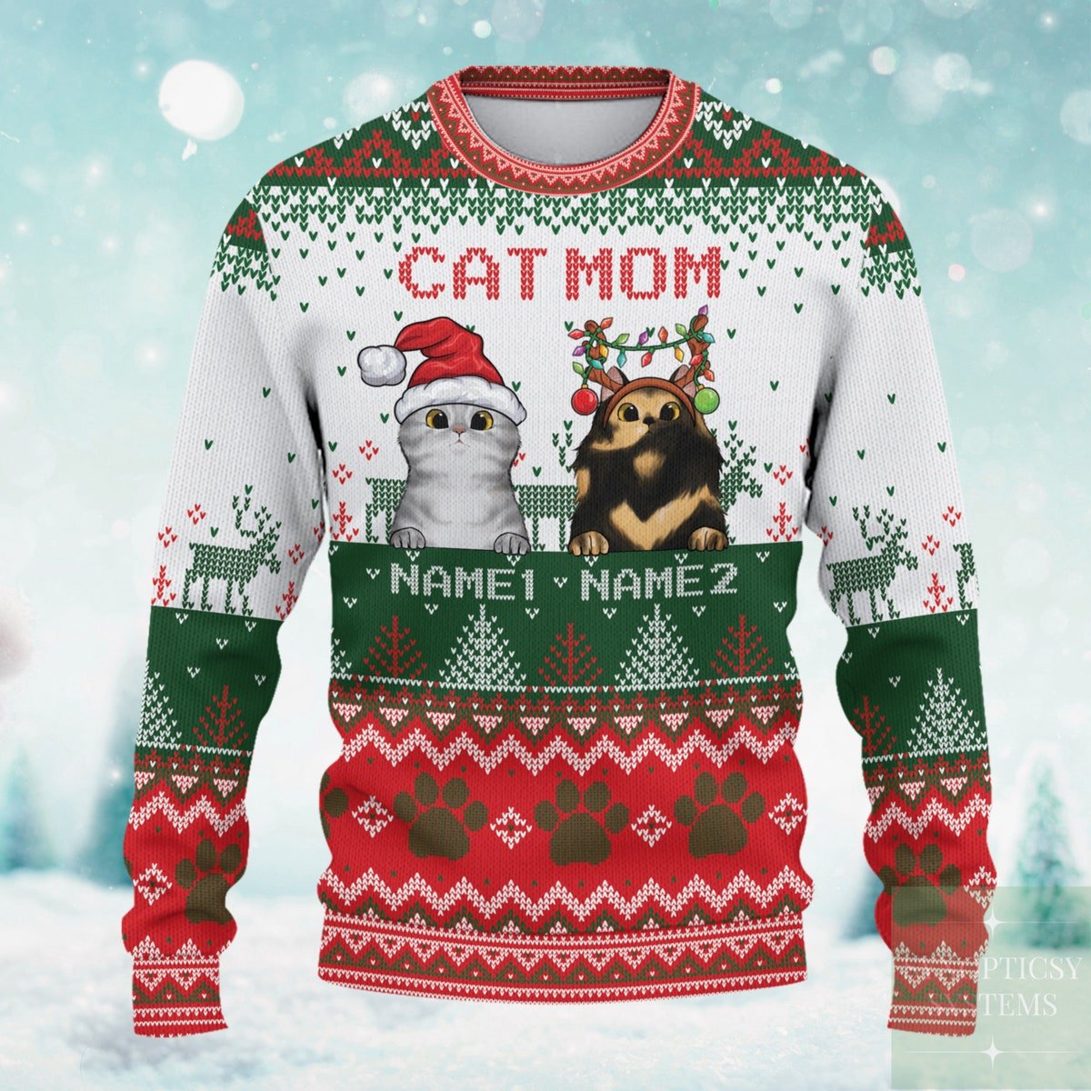 Custom Cat Mom Ugly Christmas Sweater Cat Lovers Xmas Sweater.jpg