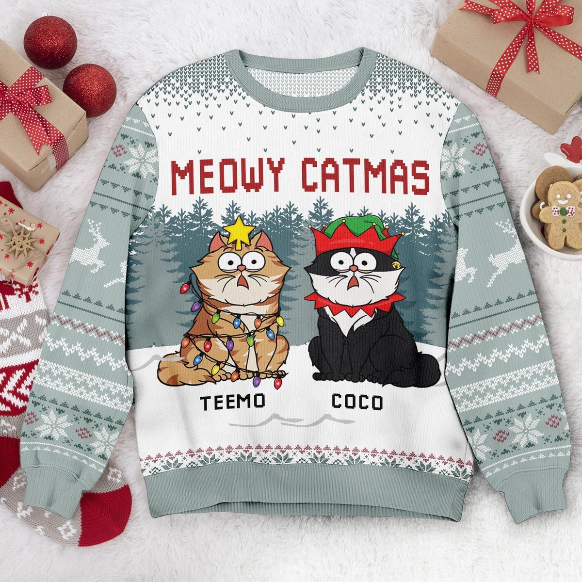 Custom Meowy Catmas Ugly Christmas Sweater Cat Lover Holiday Sweater.jpg