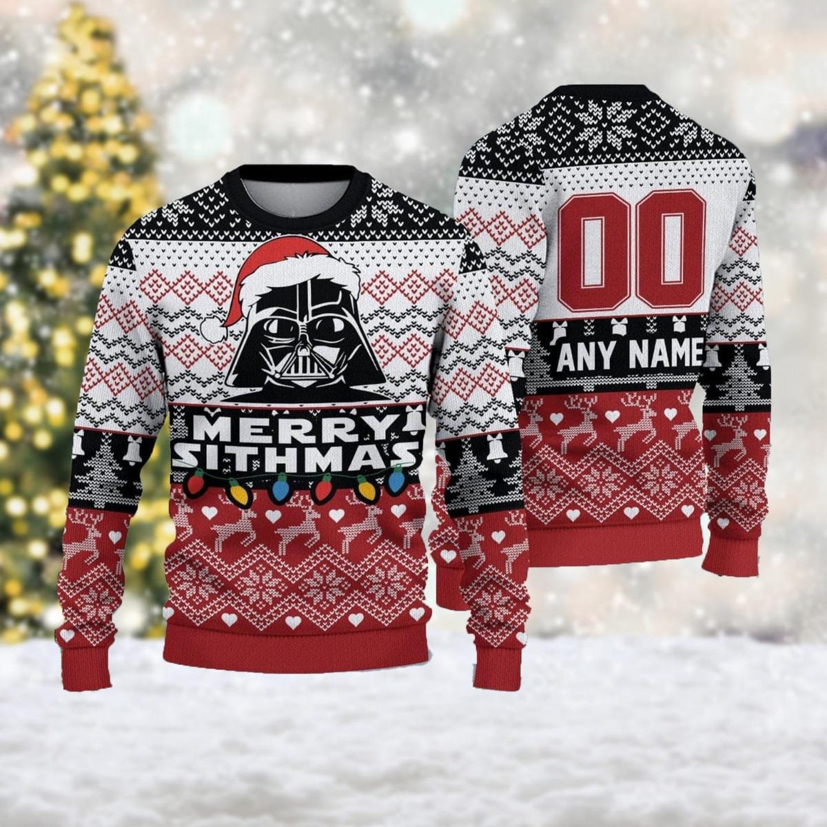 Custom Name And Number Darth Vader Merry Sithmas Ugly Christmas Sweater Star Wars Xmas Sweater 2