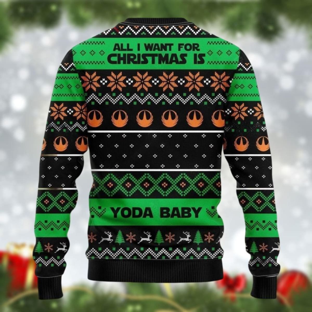 Custom Name Baby Yoda Ugly Christmas Sweater All I Want For Christmas Is Sweater 2