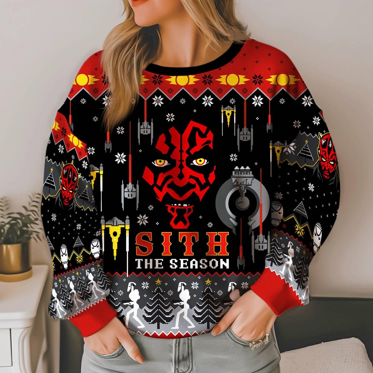 Darth Maul Sith The Season Ugly Christmas Sweater Darth Vader Xmas Sweater.jpg