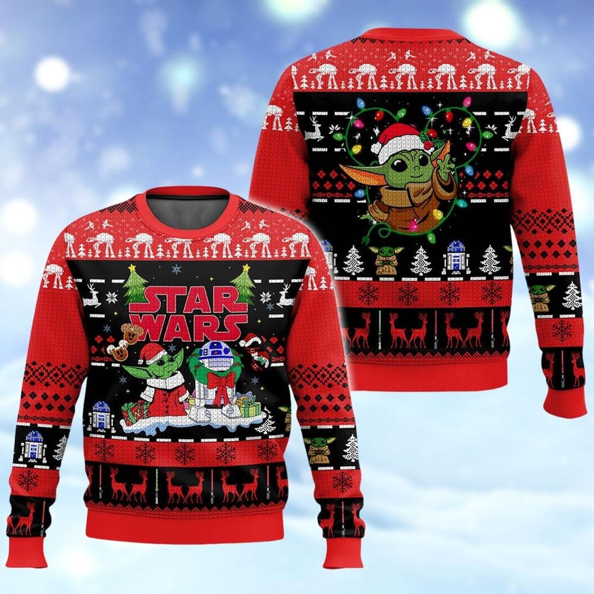 Disney Star Wars Ugly Christmas Sweater Baby Yoda The Mandalorian R2d2 Holiday Sweater 1