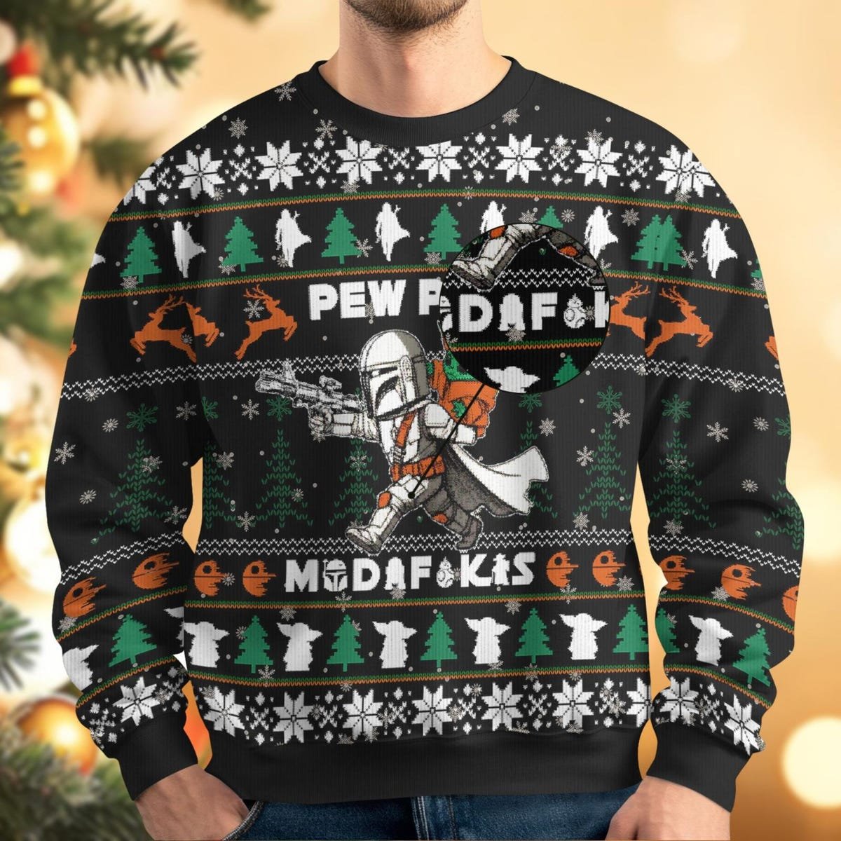 Mandalorian And Baby Yoda Ugly Christmas Sweater Star Wars Xmas Sweater.jpg