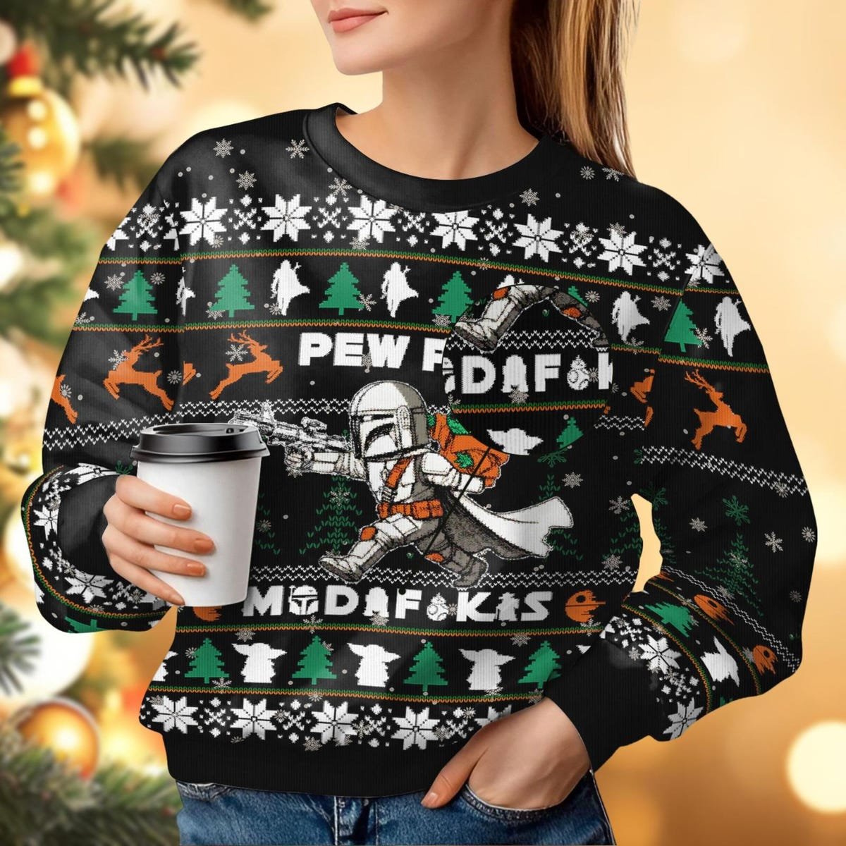 Mandalorian And Baby Yoda Ugly Christmas Sweater Star Wars Xmas Sweater.jpg