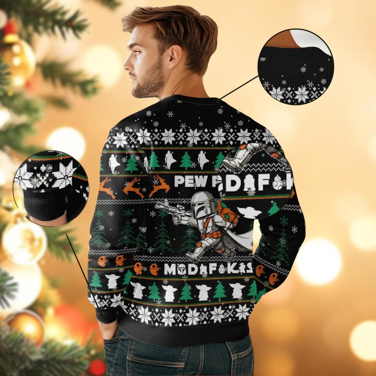 Mandalorian And Baby Yoda Ugly Christmas Sweater Star Wars Xmas Sweater.jpg