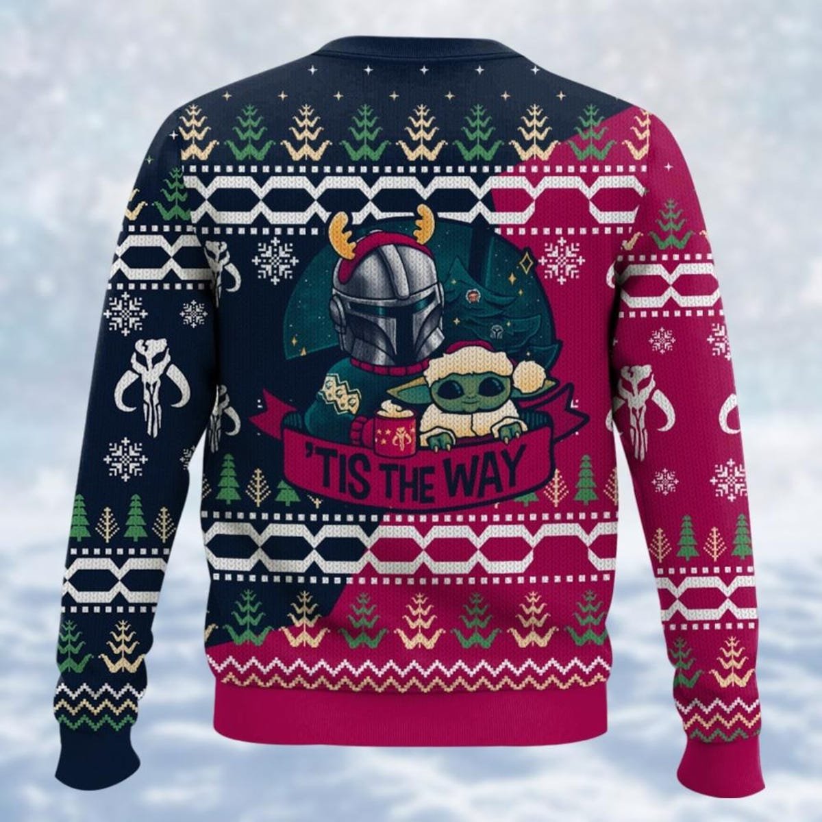 Mandalorian And Grogu Ugly Christmas Sweater Baby Yoda Tis The Way Holiday Xmas Sweater 2