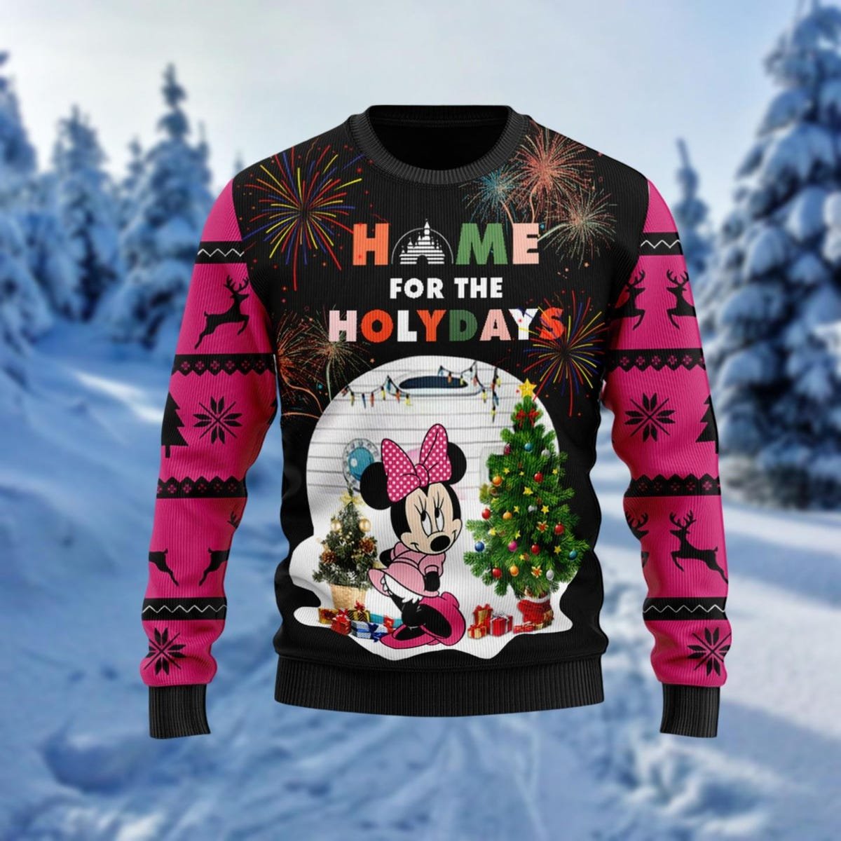 Minnie Ugly Christmas Sweater Minnie Home for Holiday Xmas Sweater.jpg