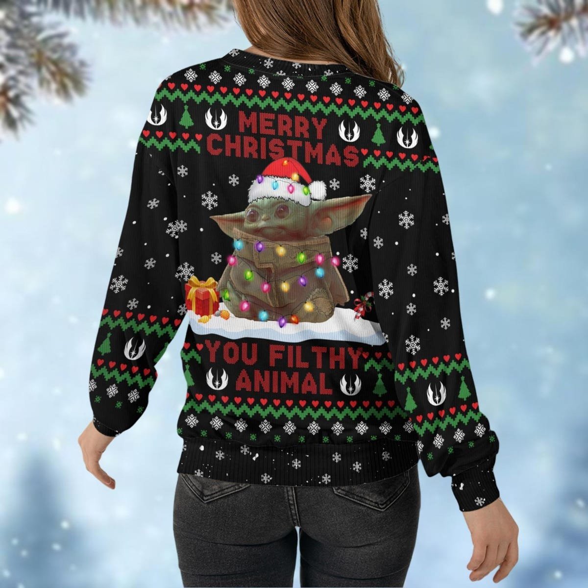 Star Wars Baby Yoda Ugly Christmas Sweater Merry Christmas You Filthy Animal Sweater 2