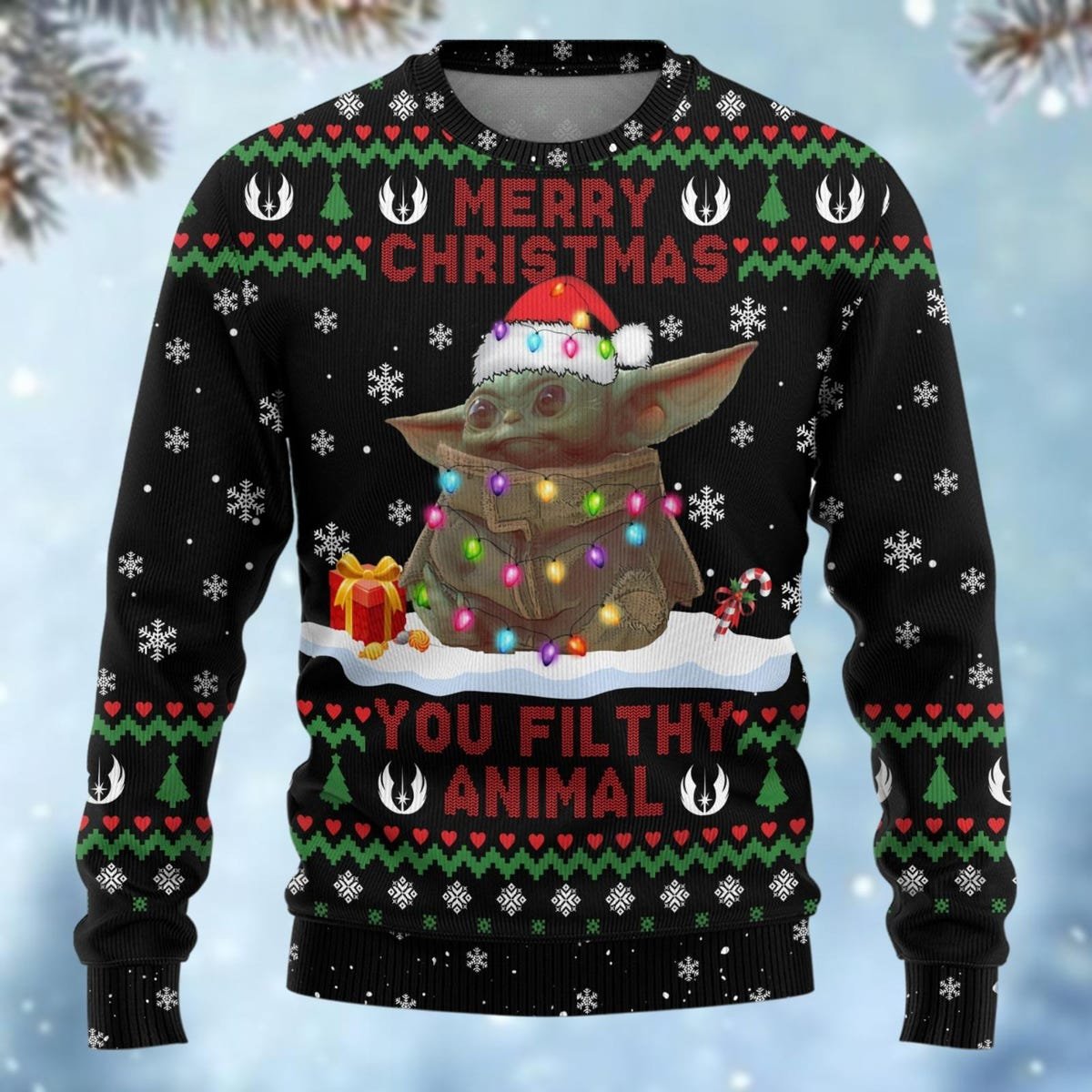 Star Wars Baby Yoda Ugly Christmas Sweater Merry Christmas You Filthy Animal Sweater 5