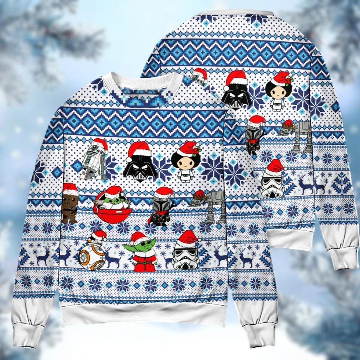 Star Wars Characters Ugly Christmas Sweater Cute Yoda Xmas Party Holiday Sweater 2