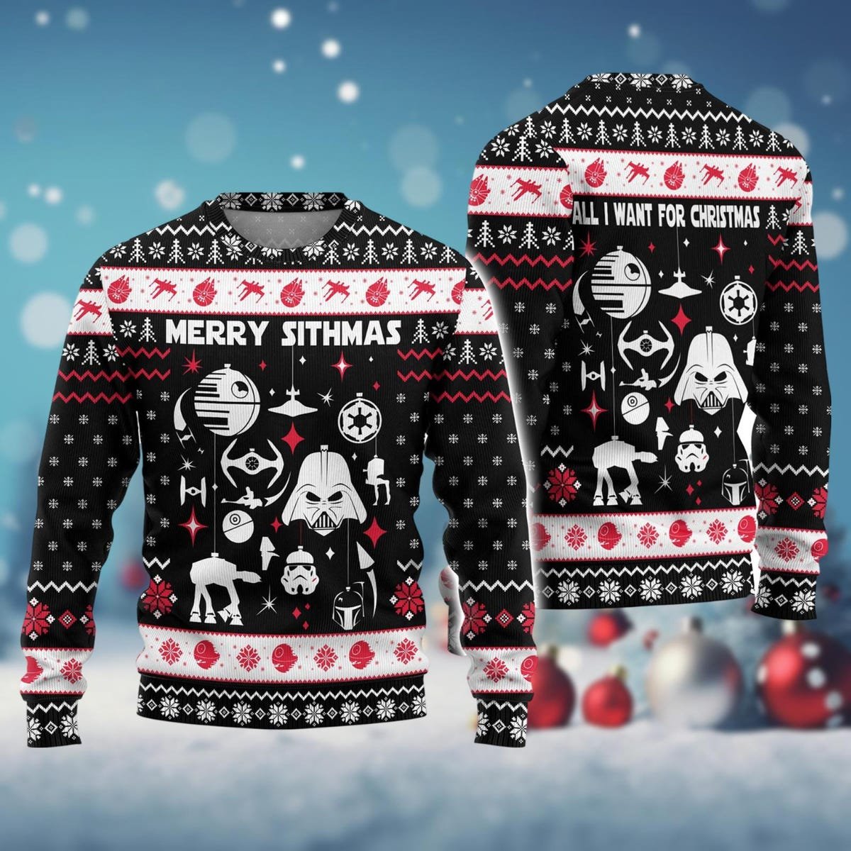 Star Wars Darth Vader Sithmas Ugly Christmas Sweater Darth Vader Stormtrooper Christmas Sweater 1