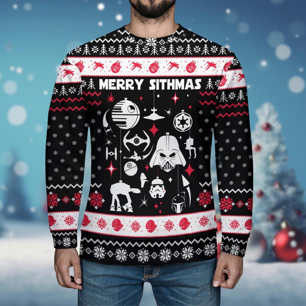 Star Wars Darth Vader Sithmas Ugly Christmas Sweater Darth Vader Stormtrooper Christmas Sweater 2