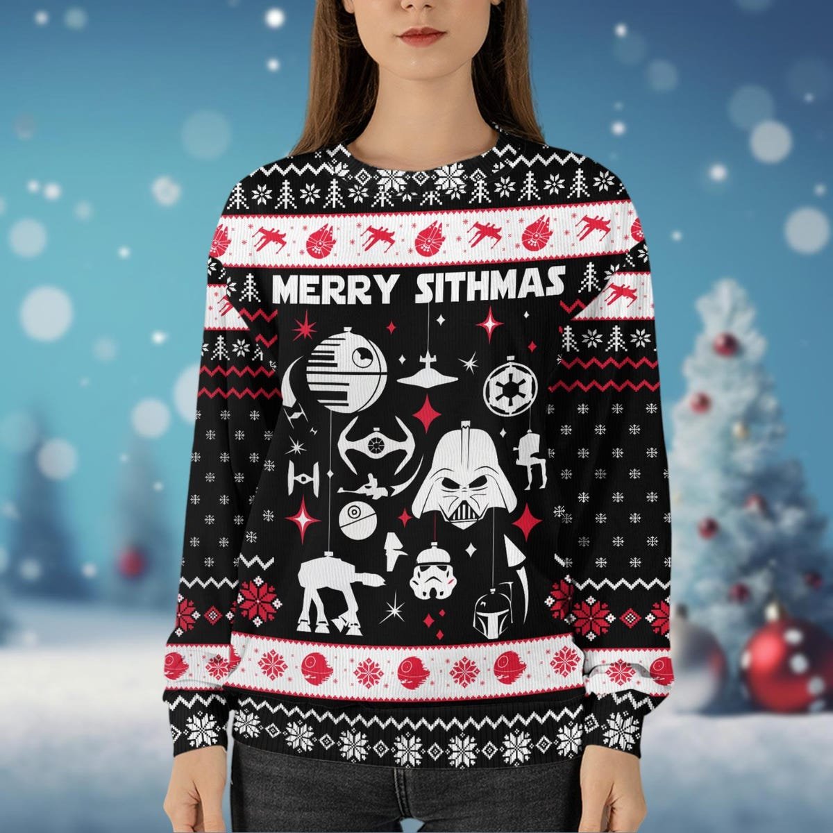 Star Wars Darth Vader Sithmas Ugly Christmas Sweater Darth Vader Stormtrooper Christmas Sweater 4