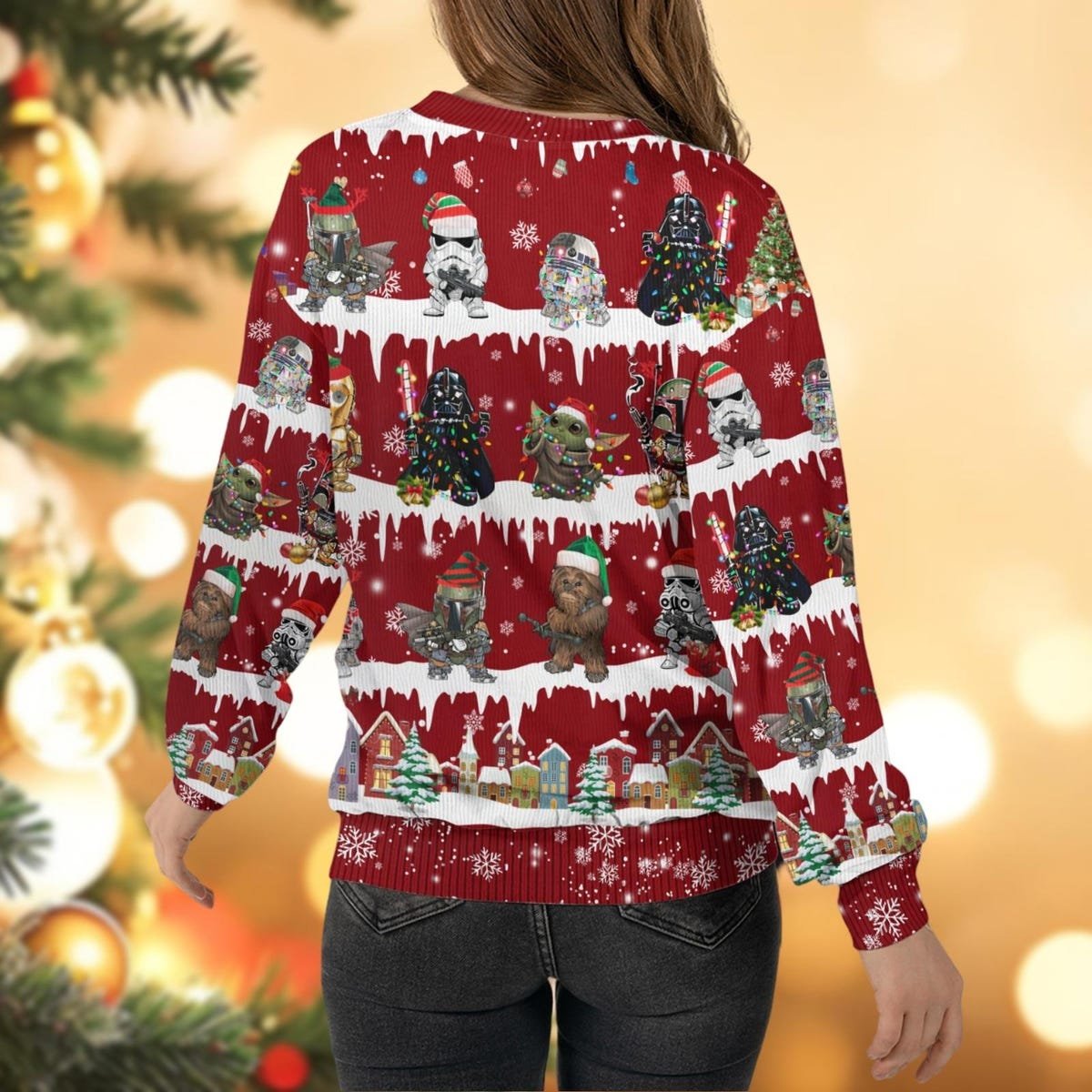 Star Wars Ugly Christmas Sweater Baby Yoda Darth Vader Stormtrooper Boba Fett Christmas Sweater 4