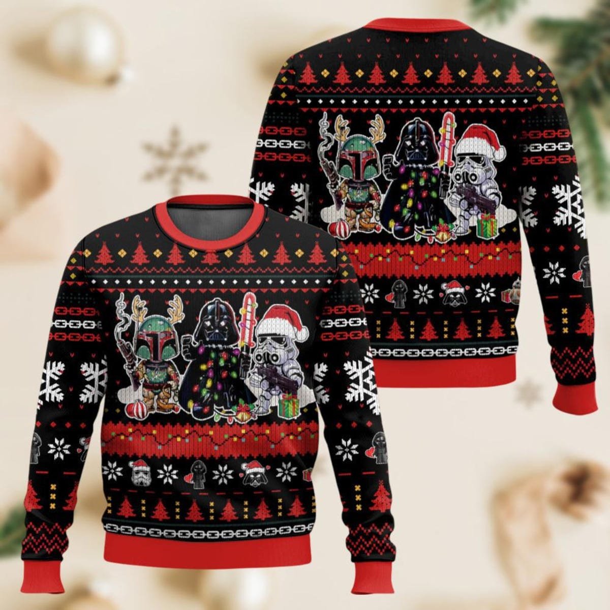 Star Wars Ugly Christmas Sweater Darth Vader Stormtrooper Boba Fett Xmas Sweater 1