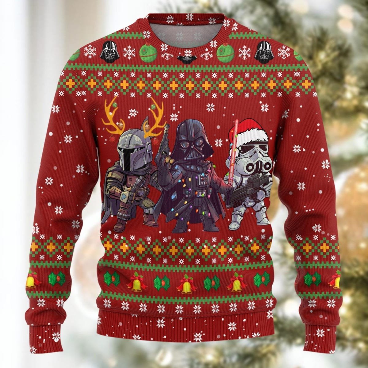 Star Wars Ugly Christmas Sweater Darth Vader Stormtrooper Mandalorian Holiday Sweater 5