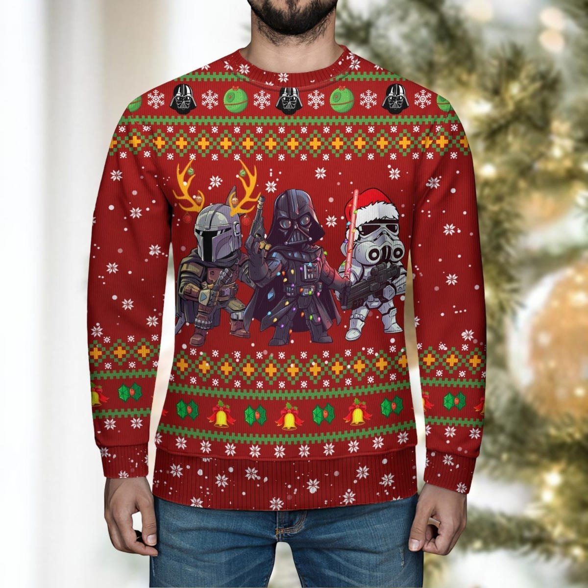 Star Wars Ugly Christmas Sweater Darth Vader Stormtrooper Mandalorian Holiday Sweater 7