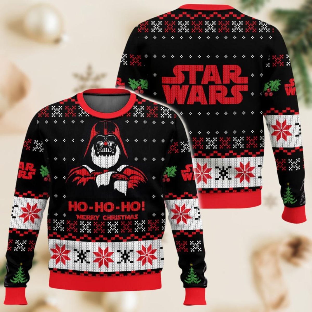 Star Wars Ugly Christmas Sweater Ho Ho Ho Star Wars Santa Hat Sweater.jpg