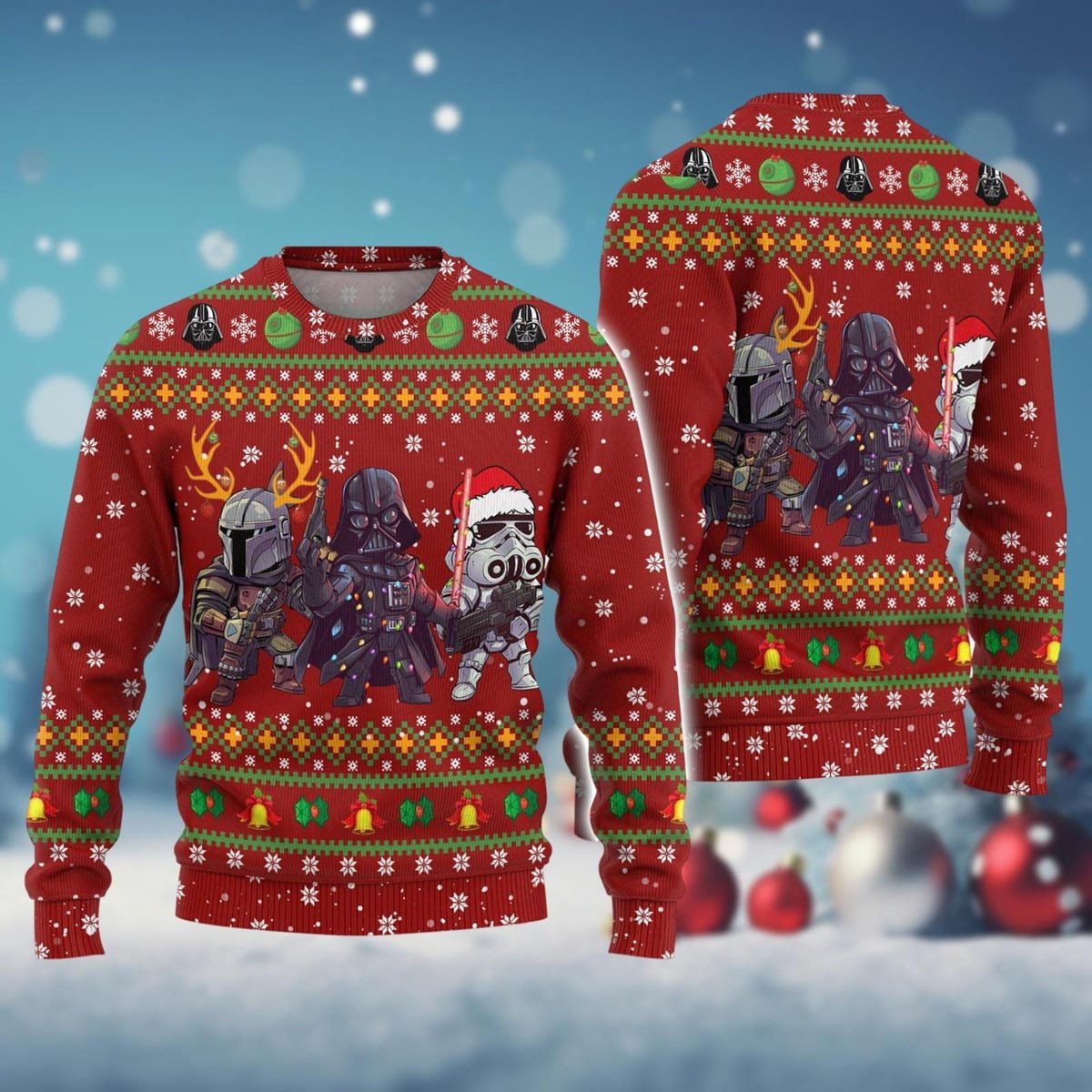 Star Wars Ugly Christmas Sweater Stormtrooper Darth Vader Mandalorian Christmas Sweater NEW496731 1