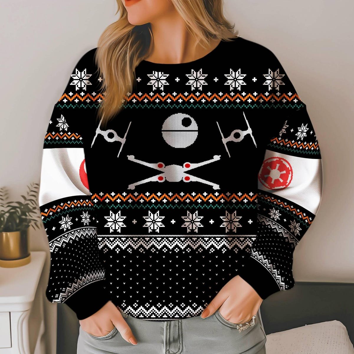 Starwars X Wing Vs Tie Fighter Ugly Christmas Sweater Anakin Skywalker Stormtrooper Christmas Sweater 4