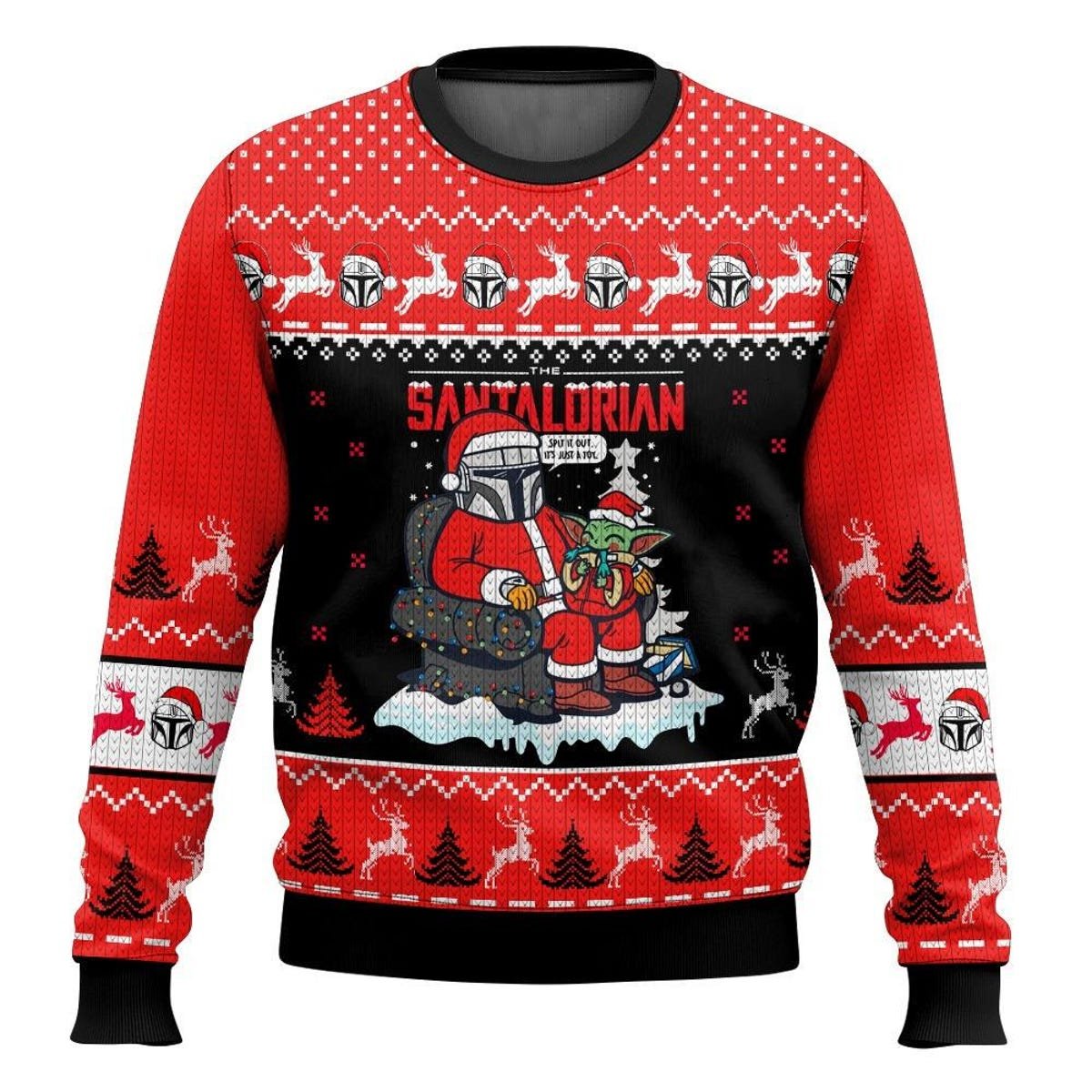 The Mandalorian Baby Yoda Ugly Christmas Sweater Santalorian And Baby Yoda Xmas Sweater 1