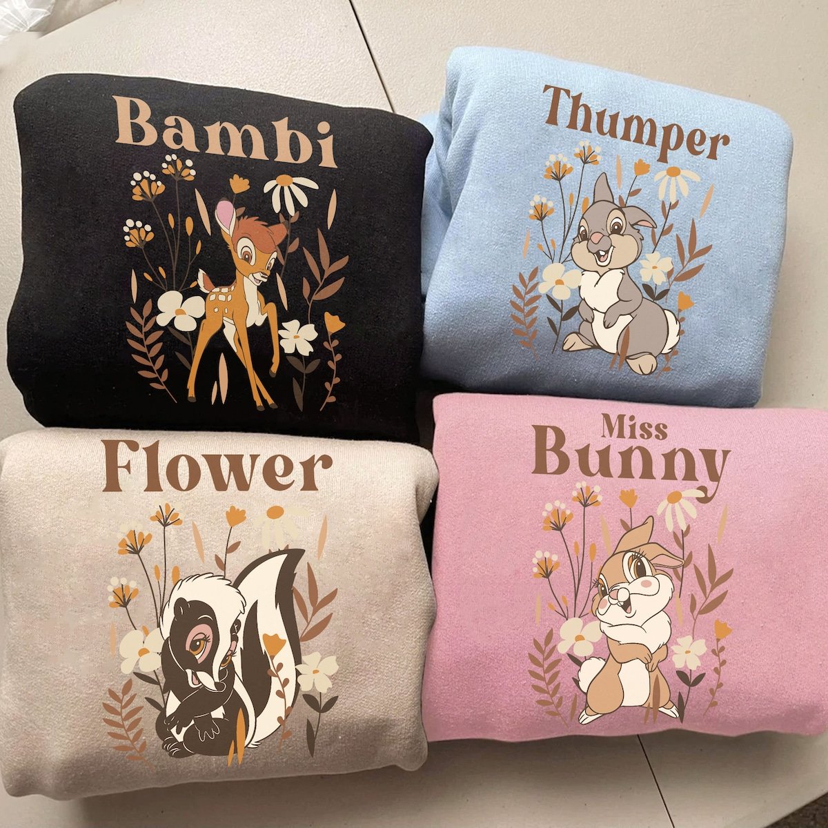 Bambi Thumper Floral Cottagecore T shirt Boho Style Family Trip 2024.jpg