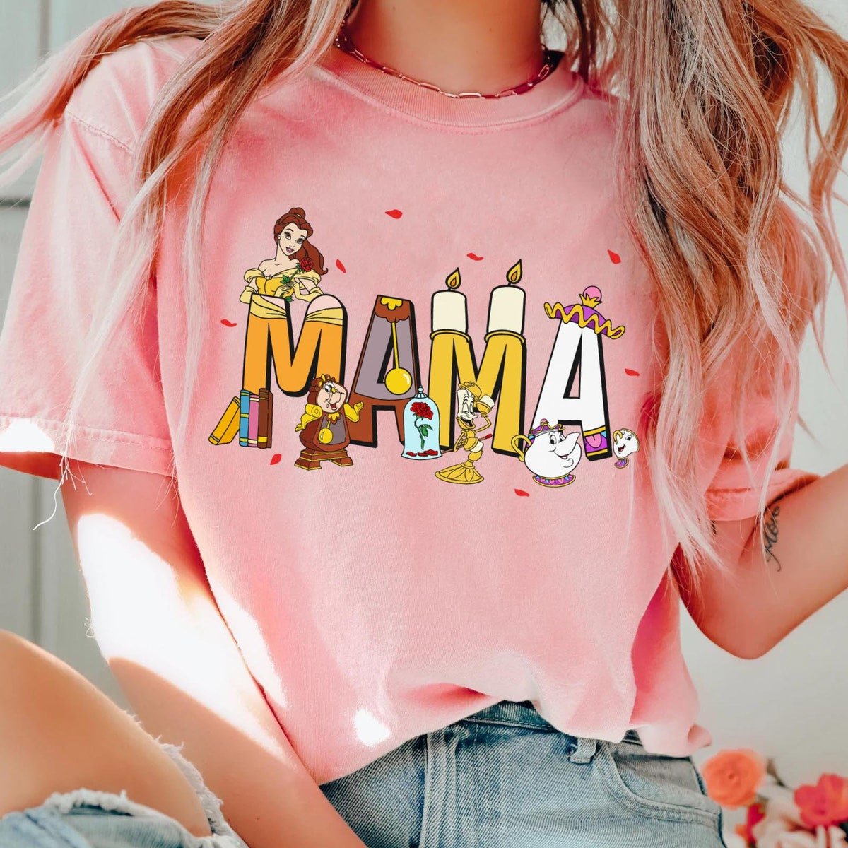 Custom Beauty and the Beast Family Shirts Disney Mom Dad Belle Lumiere Tee