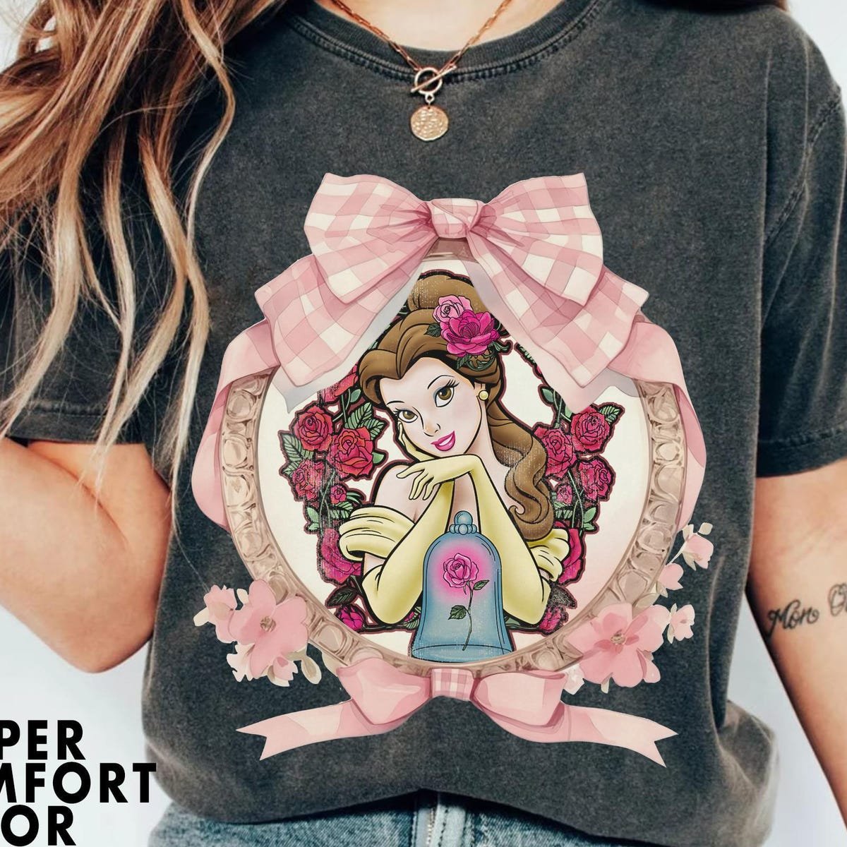 Disney Beauty Beast Belle Shirt Roses Watercolor Birthday Tee 2025