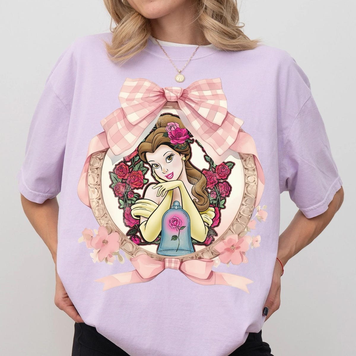 Disney Beauty Beast Belle Shirt Roses Watercolor Birthday Tee 2025