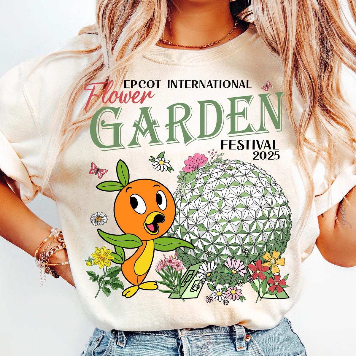 Disney Epcot Flower Garden Festival Shirt Orange Bird Stitch Pooh Tee