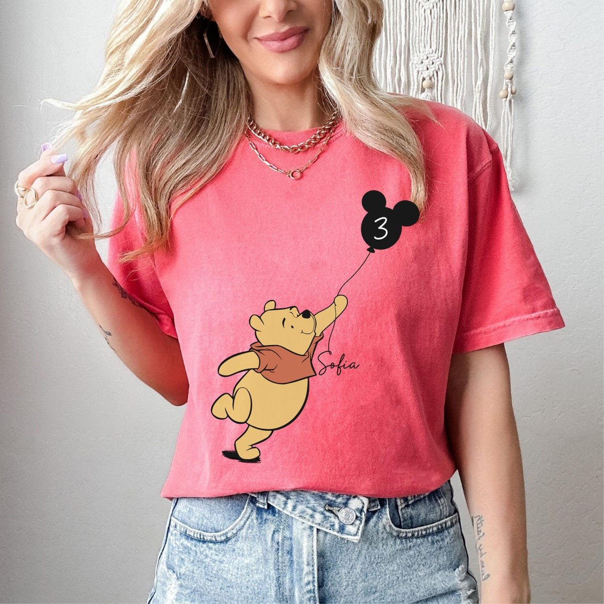 Disney Pooh Mickey Balloon Shirt Kid Birthday Gift