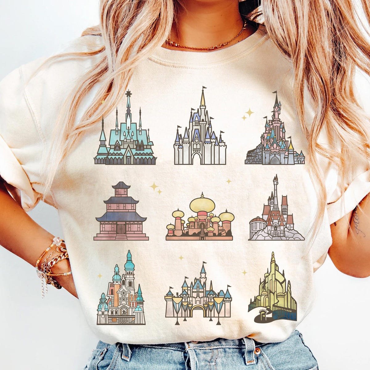 Disney Princess Castle Shirt Ariel Belle Cinderella Magic Kingdom Tee