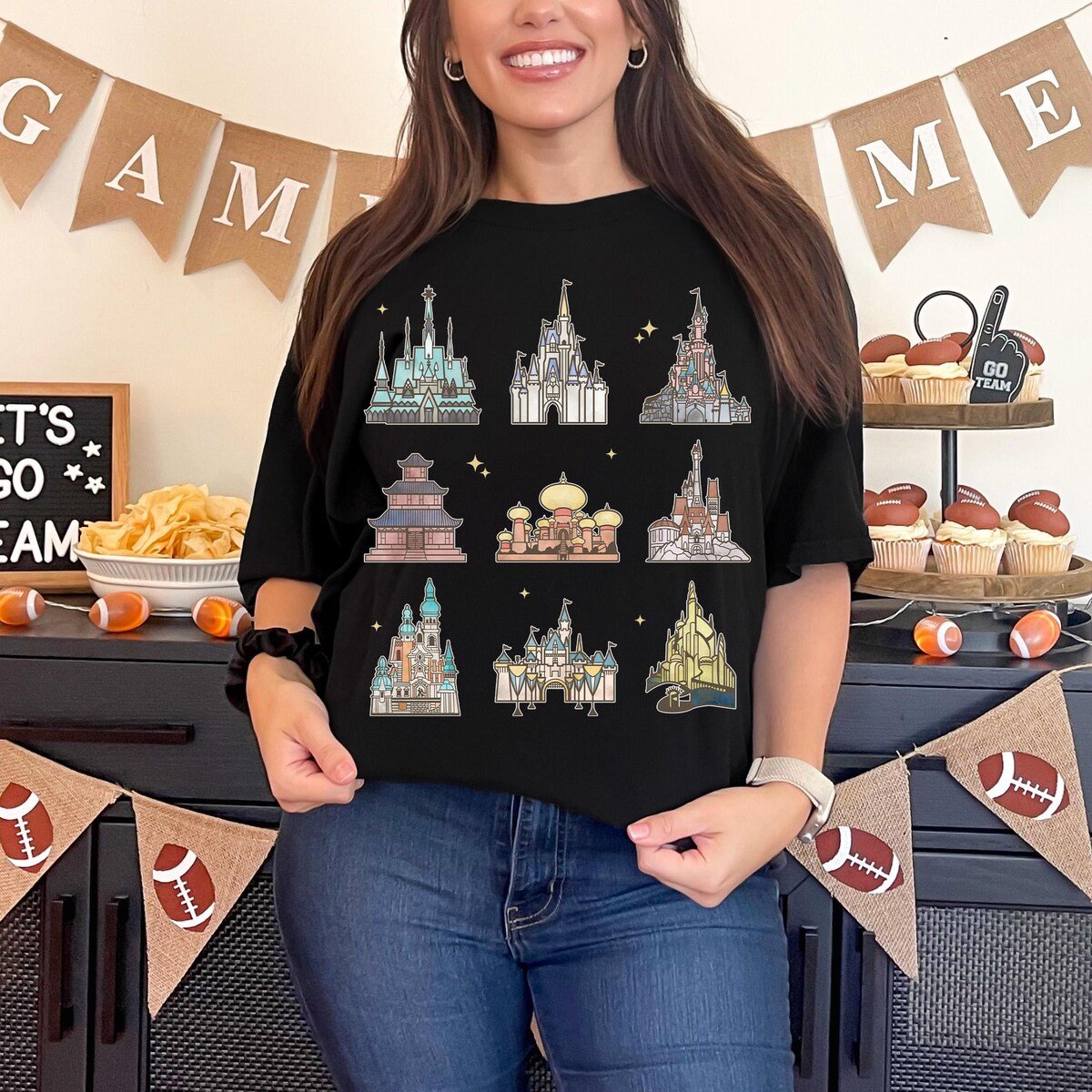 Disney Princess Castle Shirt Ariel Belle Cinderella Magic Kingdom Tee