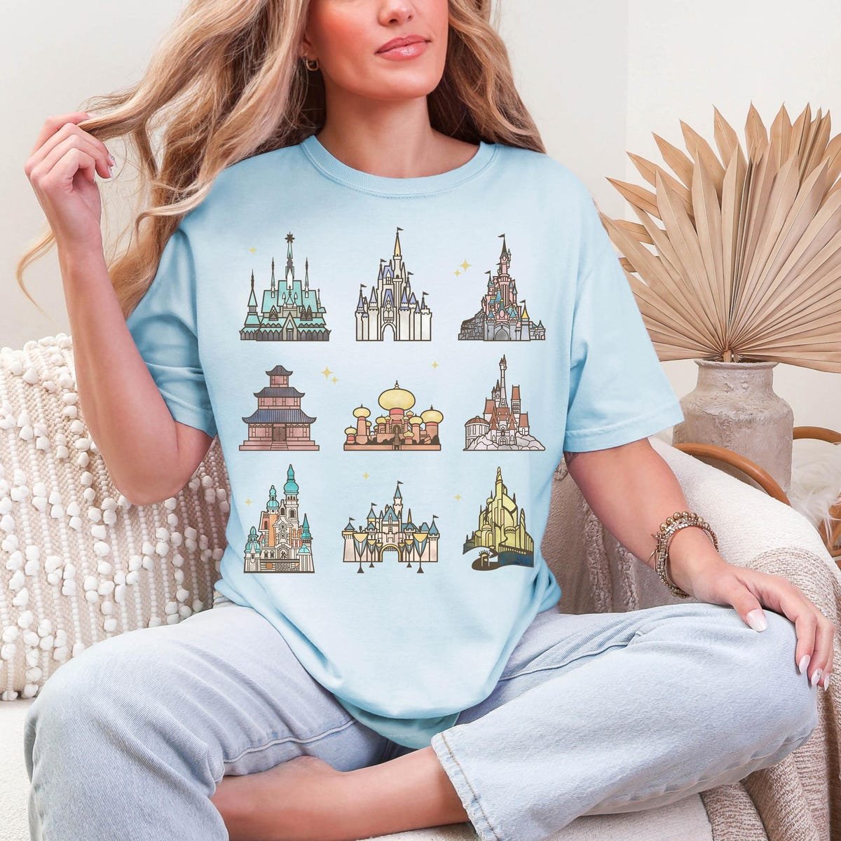 Disney Princess Castle Shirt Ariel Belle Cinderella Magic Kingdom Tee