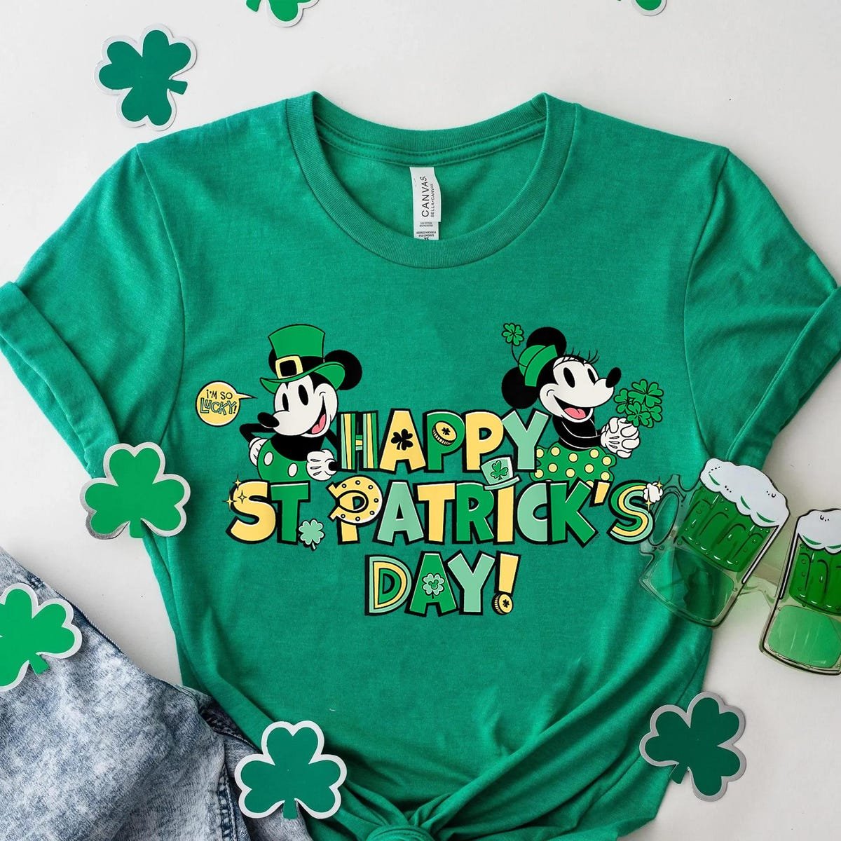 Disney Vintage Mickey Minnie St Patricks Day Shirt Family Matching