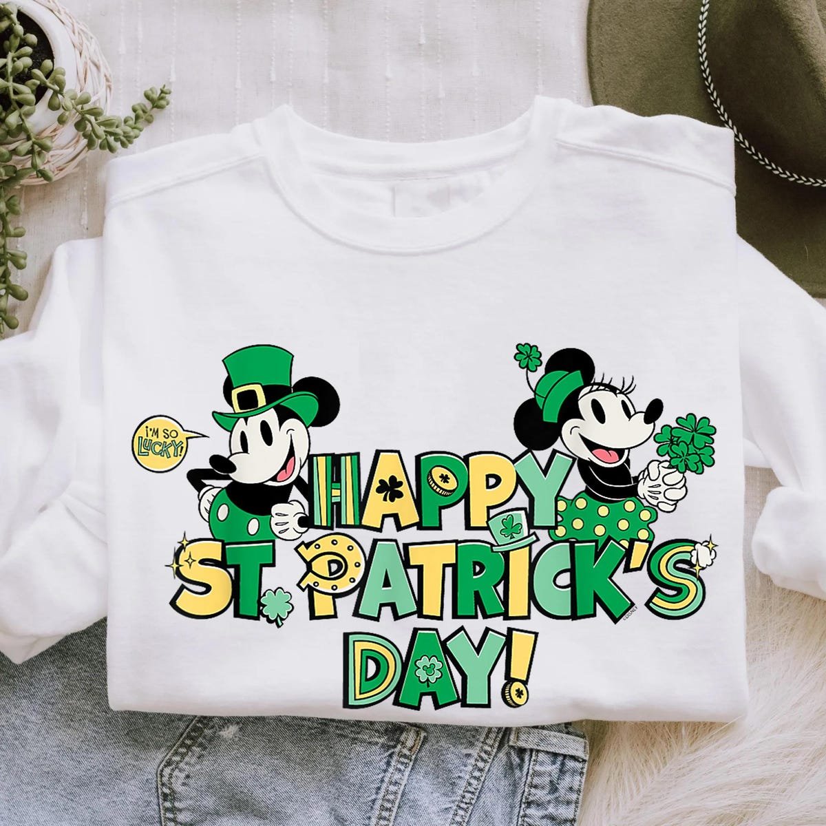 Disney Vintage Mickey Minnie St Patricks Day Shirt Family Matching