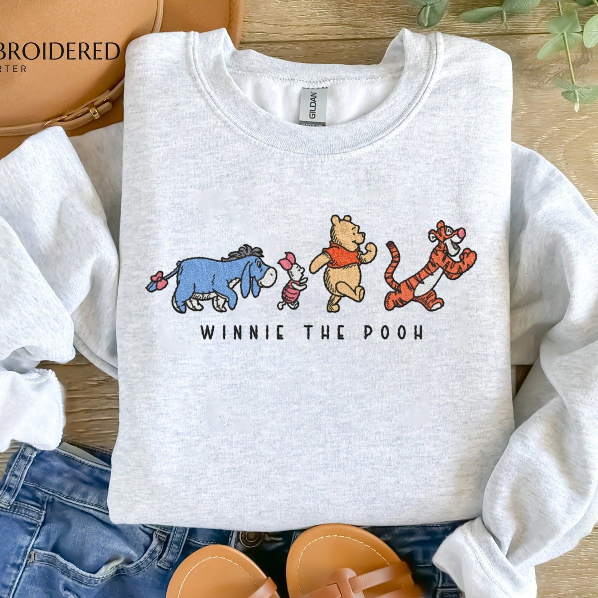 Embroidered Winnie The Pooh Sweatshirt Pooh Tigger Eeyore Piglet