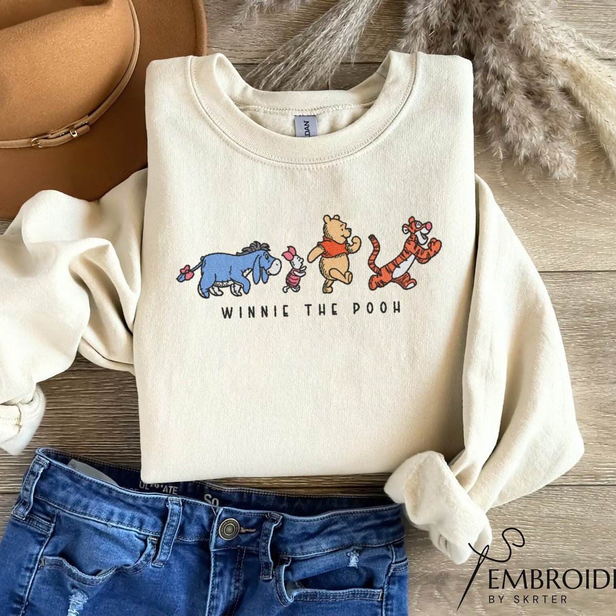 Embroidered Winnie The Pooh Sweatshirt Pooh Tigger Eeyore Piglet