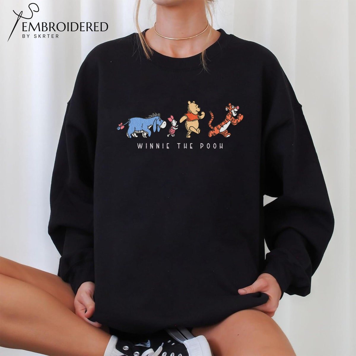 Embroidered Winnie The Pooh Sweatshirt Pooh Tigger Eeyore Piglet